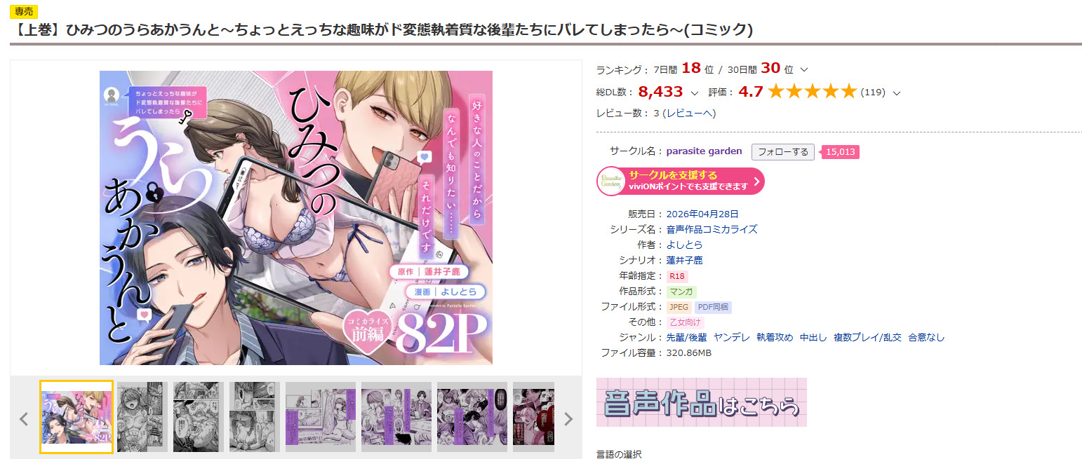 【上巻】ひみつのうらあかうんと~ちょっとえっちな趣味がド変態執着質な後輩たちにバレてしまったら~DLsite